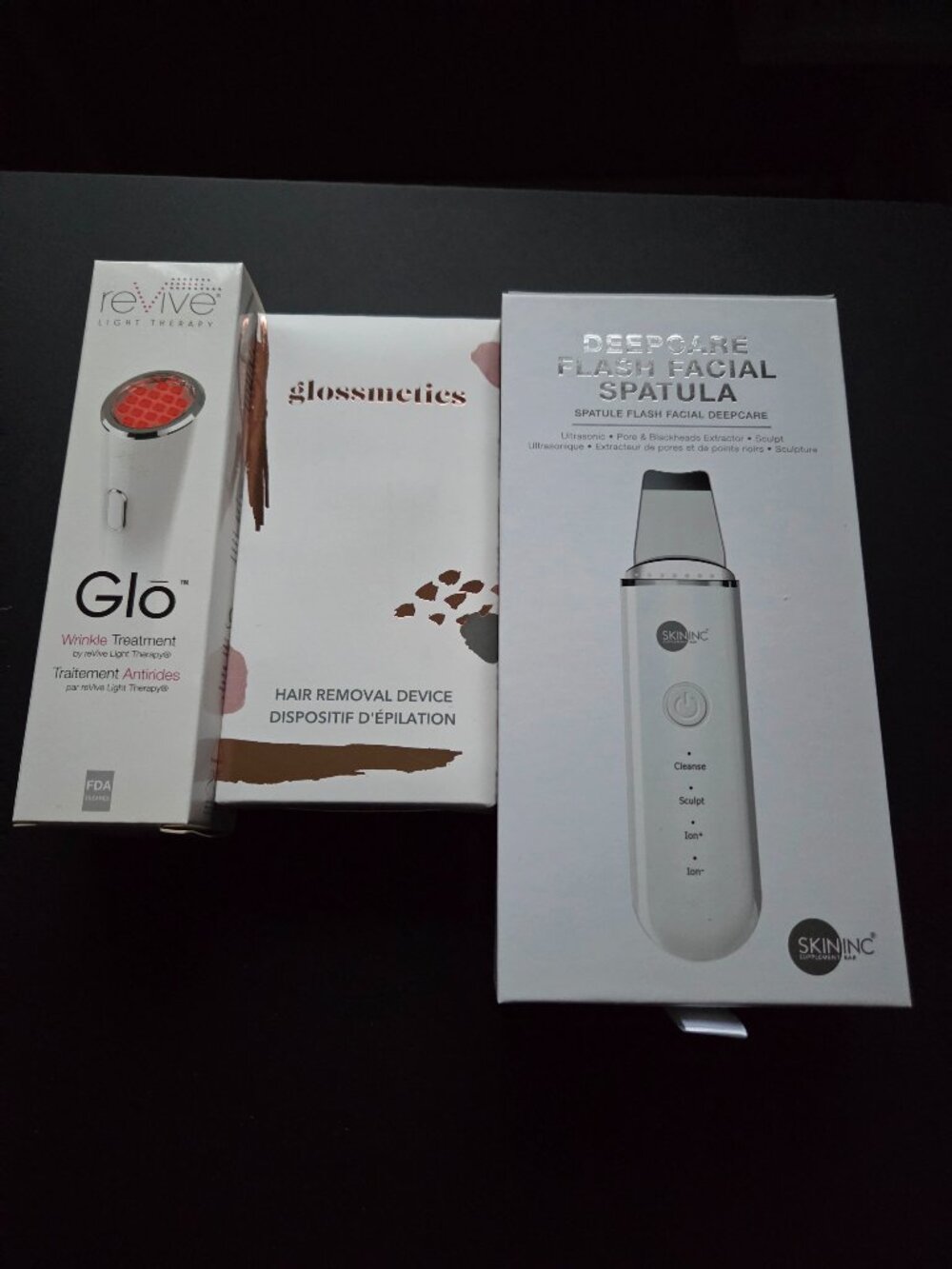 Facials spatula, glo wrinkle treatment & hair removal device